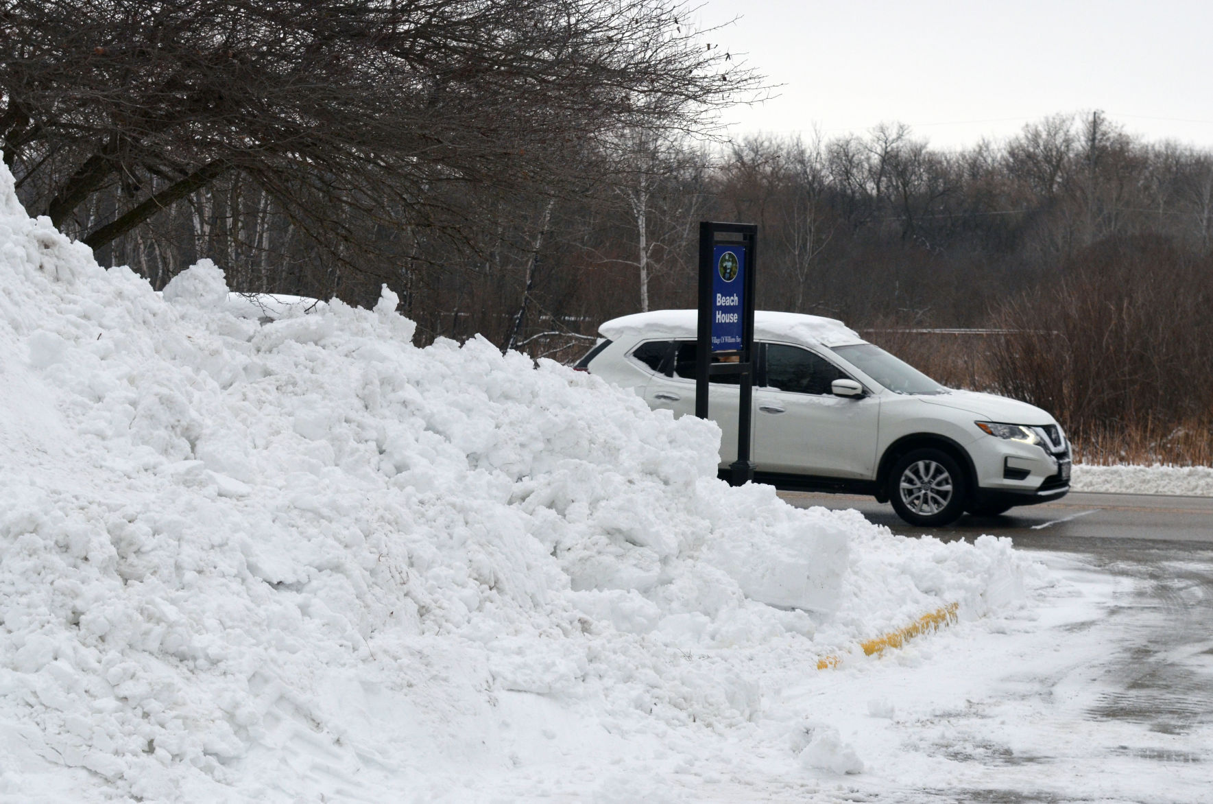 Bay snow pile